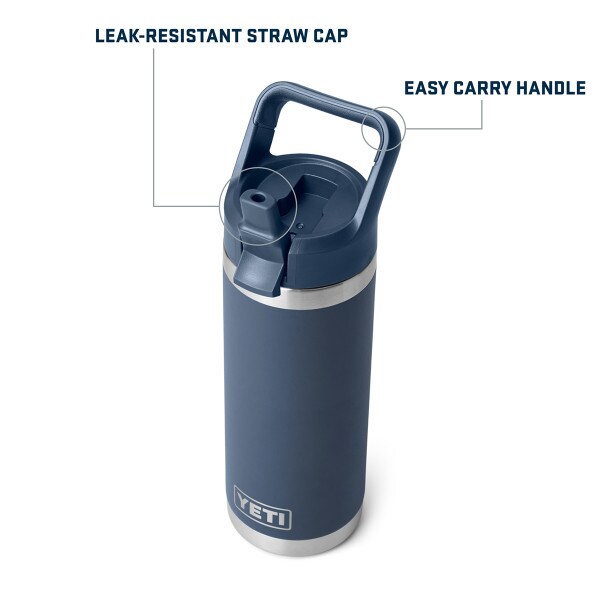 Yeti 18oz bottle with leak-resistant straw cap and easy carry handle
